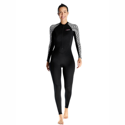 Full Length Black & White Sleeves Printed Teens and Adults Swimwear In Upf 50+ Fabric