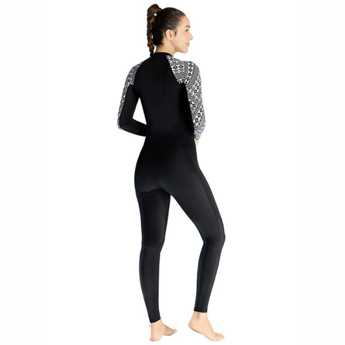 Full Length Black & White Sleeves Printed Teens and Adults Swimwear In Upf 50+ Fabric