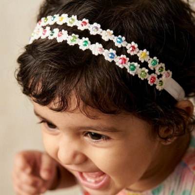 Choko Rainbow Blossom Pearl Headband – White