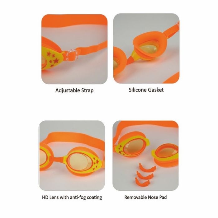 Starry Orange Anti-Fog UV Protection Leakproof Design Swim Goggles for Kids, 3Years - 8Years