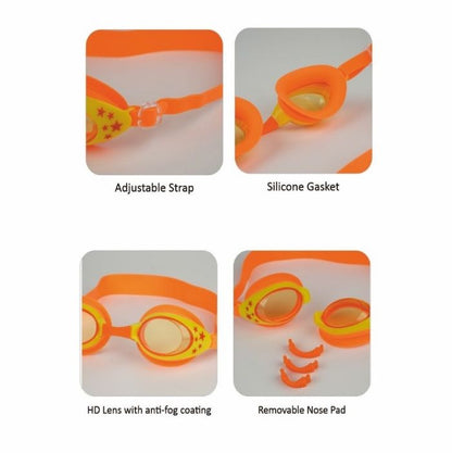 Starry Orange Anti-Fog UV Protection Leakproof Design Swim Goggles for Kids, 3Years - 8Years
