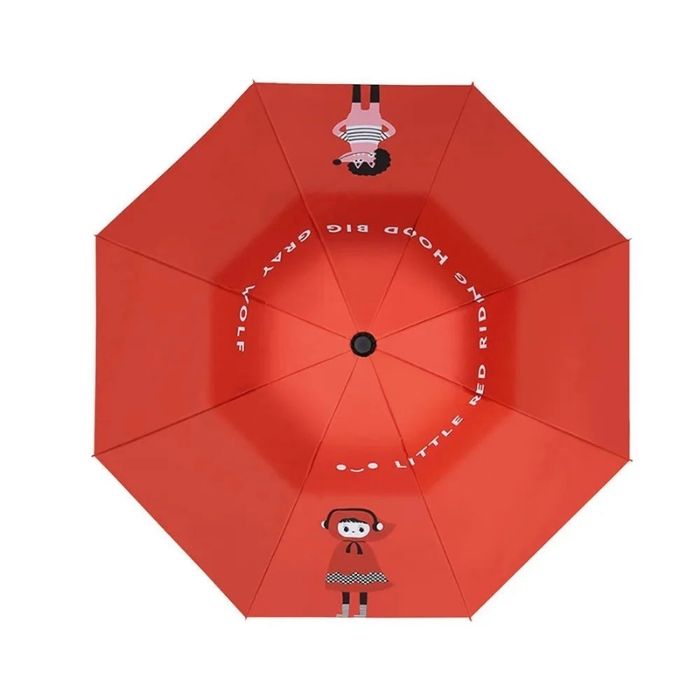 Red Riding Hood theme, Unique Mexican Hat Style Kids Umbrella, 5-12 years, Red