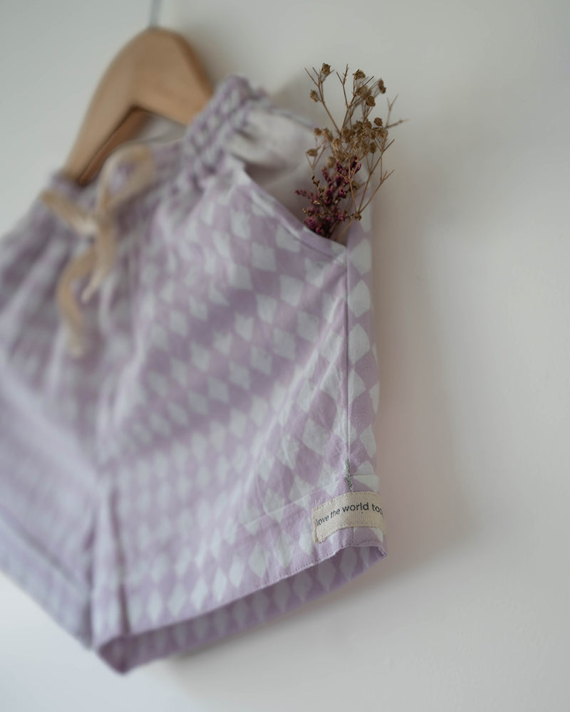 Shared Secrets co-ord in lilac rhombus