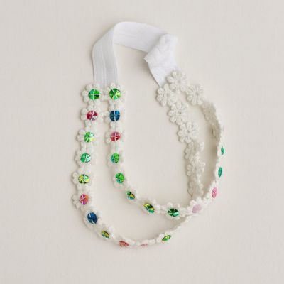 Choko Rainbow Blossom Pearl Headband – White