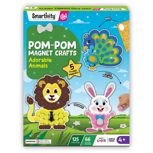 Smartivity POM POM MAGNET CRAFTS - Adorable Animals STEM Toy for Kids 4+