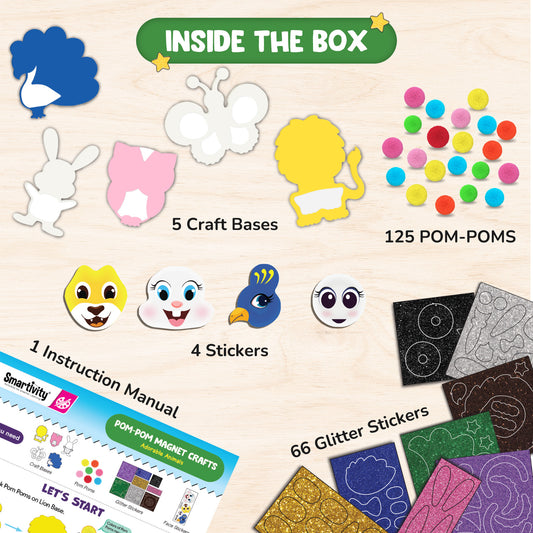 Smartivity POM POM MAGNET CRAFTS - Adorable Animals STEM Toy for Kids 4+