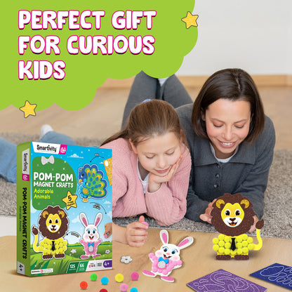 Smartivity POM POM MAGNET CRAFTS - Adorable Animals STEM Toy for Kids 4+