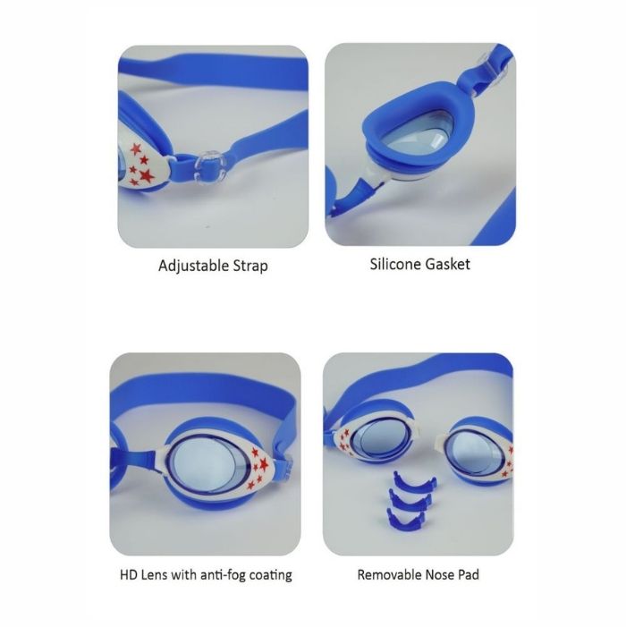 Starry Blue Anti-Fog UV Protection Leakproof Design Swim Goggles for Kids, 3Years - 8Years