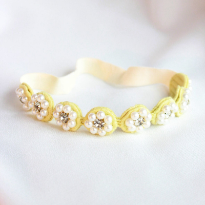 Choko Golden Daisy Pearl Headband – Yellow