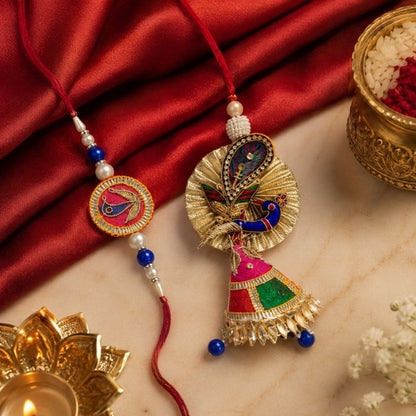 Mayuri Gota Patti Rakhi and Lumba Set