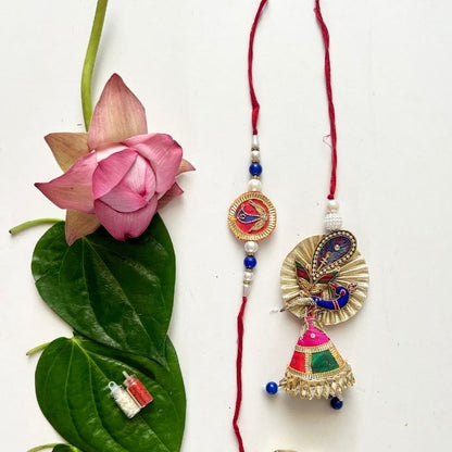 Mayuri Gota Patti Rakhi and Lumba Set