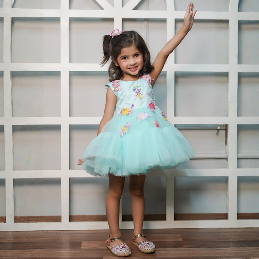 Net Dress With Handmade Embroidered Candy