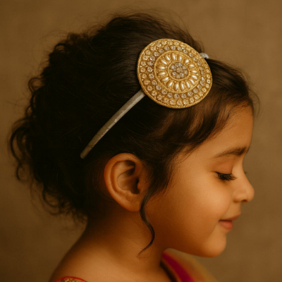 Choko Pearl Stone Motif Hairband for Girls Elegant Traditional Festive Wear Style