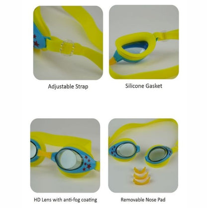 Starry Yellow Anti-Fog UV Protection Leakproof Design Swim Goggles for Kids, 3Years - 8Years
