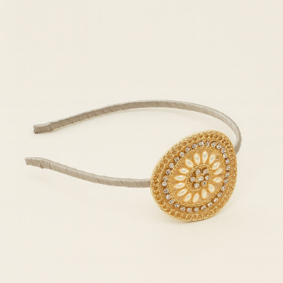 Choko Pearl Stone Motif Hairband for Girls Elegant Traditional Festive Wear Style