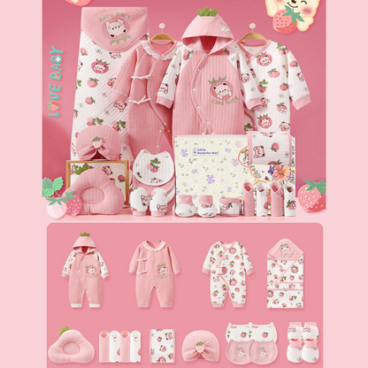 20 pcs Pinkberry Ted Newborn Baby Girl Gift Box, All Season Wear Hamper, (0-12 months)