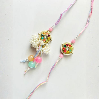Navratan Kundan Rakhi and Lumba Set