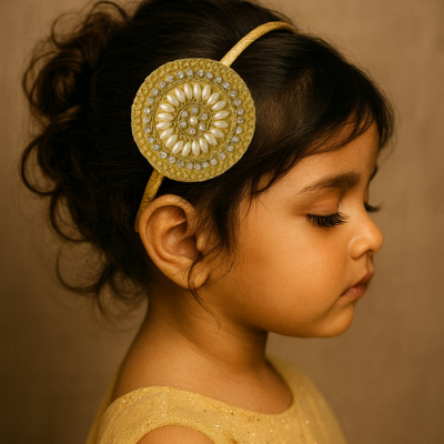 Choko Pearl Stone Motif Hairband for Girls Traditional Festive Ethnic Wear Style