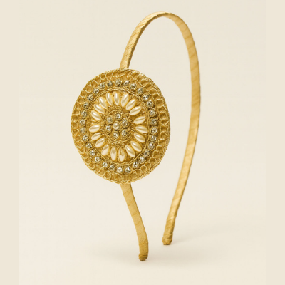 Choko Pearl Stone Motif Hairband for Girls Traditional Festive Ethnic Wear Style
