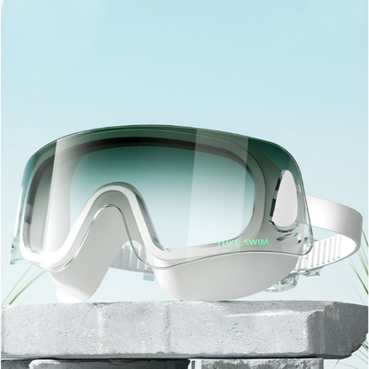 White with Green Ombre shaded Anti-Fog UV Protection Leakproof design Swim Goggles for Adults
