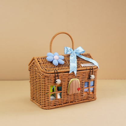 15 pcs Blue Blessed Home cane basket Newborn Hamper/Gift Box for Baby Boy, 0-6 months