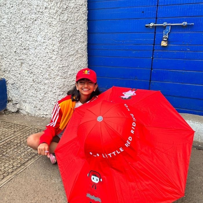 Red Riding Hood theme, Unique Mexican Hat Style Kids Umbrella, 5-12 years, Red