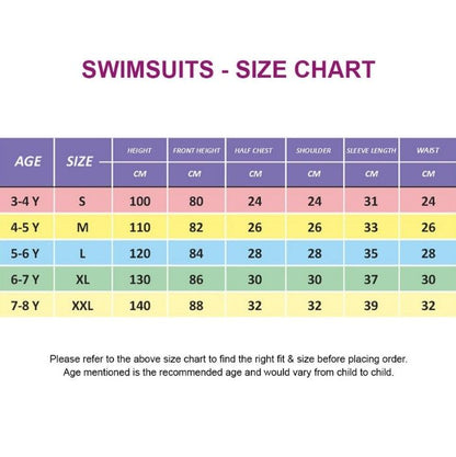 Full Length Dive Baby Pink Strawberry Printed Kids Swimwear In Upf 50+ Fabric with Free Washbag