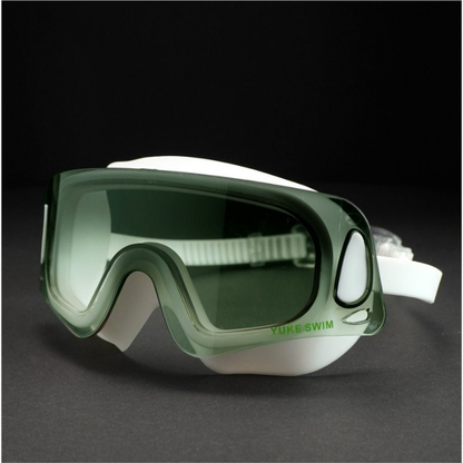 White with Green Ombre shaded Anti-Fog UV Protection Leakproof design Swim Goggles for Adults