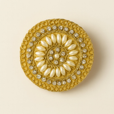 Choko Pearl Stone Round Motif Set of 2 Hair Clips for Girls Traditional Festive Wear