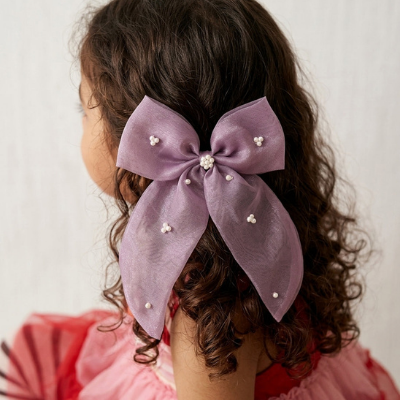 Choko Lavender Pearl Bow Hair Clip