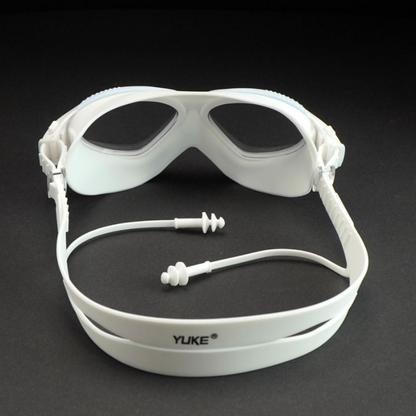 White with Light Blue Clip style Anti-Fog UV Protection Leakproof design Swim Goggles for Adults