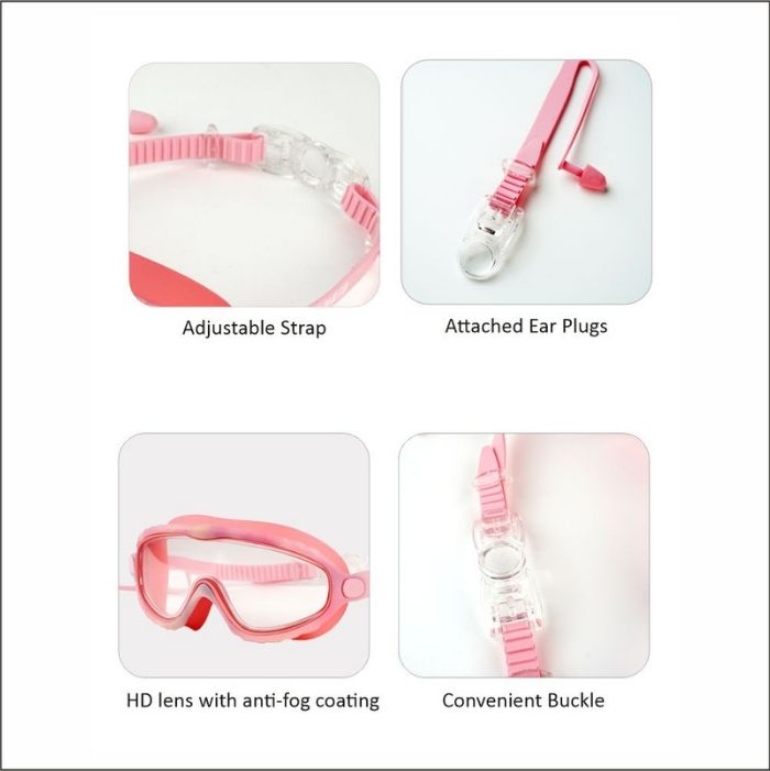 Light Pink Bubble Anti-Fog UV Protection Leakproof Design Swim Goggles for Kids,4Years - 10Years