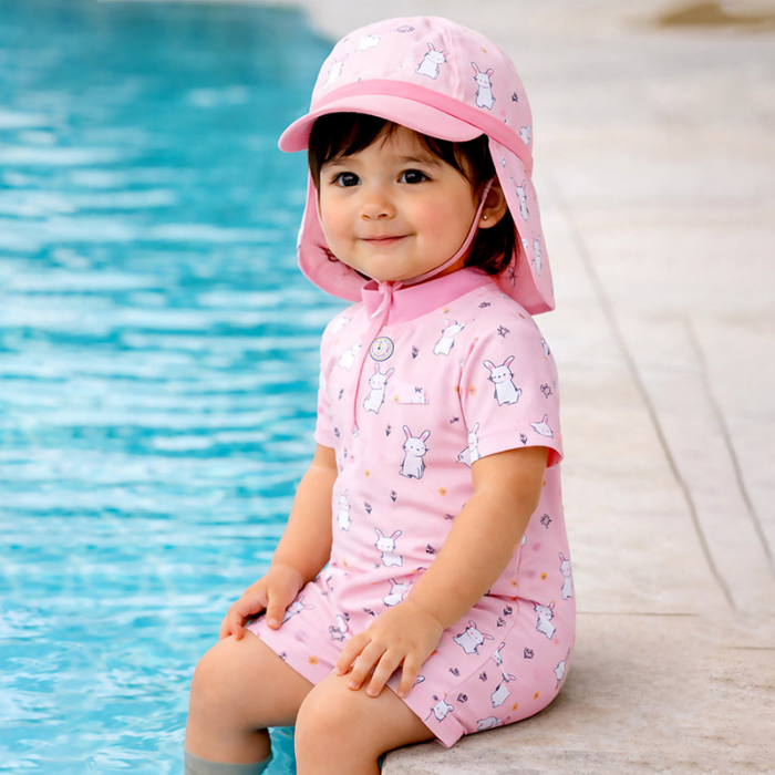 Cloud Rabbit,Toddlers & Kids Swimwear with long Cap Free Wash Bag & Free Swim Detergent