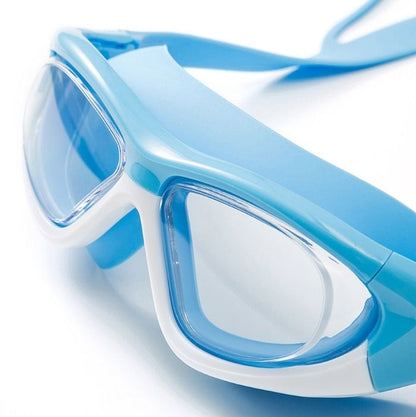White Bordered Blue Anti-Fog UV Protection Leakproof Design Swim Goggles for Kids,4Years - 10Years