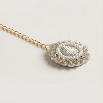Choko Girls Set of 2 Gold & Silver Gota Patti Pearl Border Maang Tikka