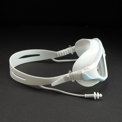White with Light Blue Clip style Anti-Fog UV Protection Leakproof design Swim Goggles for Adults