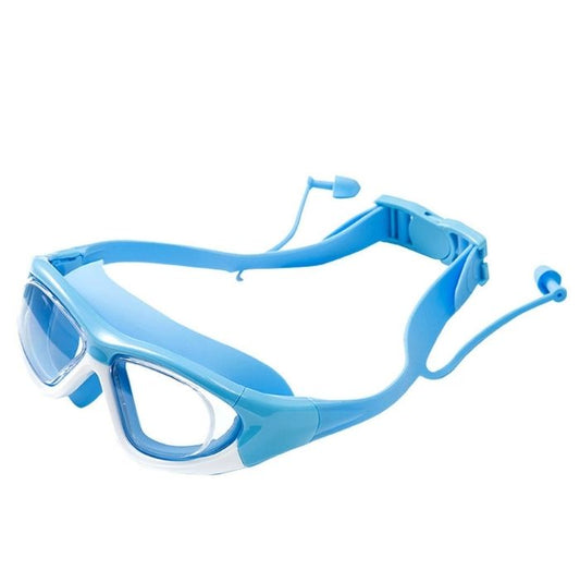 White Bordered Blue Anti-Fog UV Protection Leakproof Design Swim Goggles for Kids,4Years - 10Years