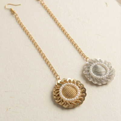 Choko Girls Set of 2 Gold & Silver Gota Patti Pearl Border Maang Tikka