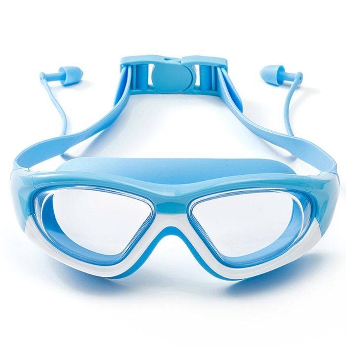 White Bordered Blue Anti-Fog UV Protection Leakproof Design Swim Goggles for Kids,4Years - 10Years