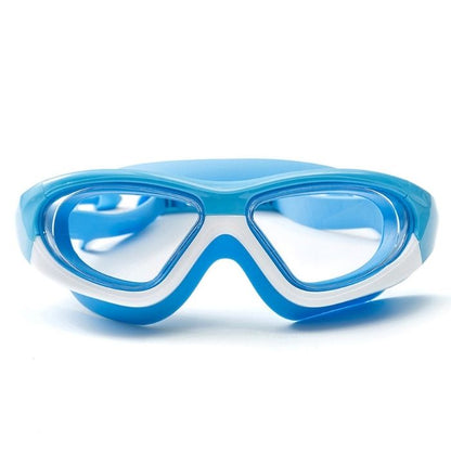 White Bordered Blue Anti-Fog UV Protection Leakproof Design Swim Goggles for Kids,4Years - 10Years