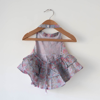 Flutter sky blue butterfly halter top skirt co-ord
