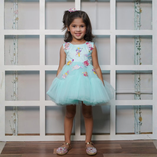 Net Dress With Handmade Embroidered Candy