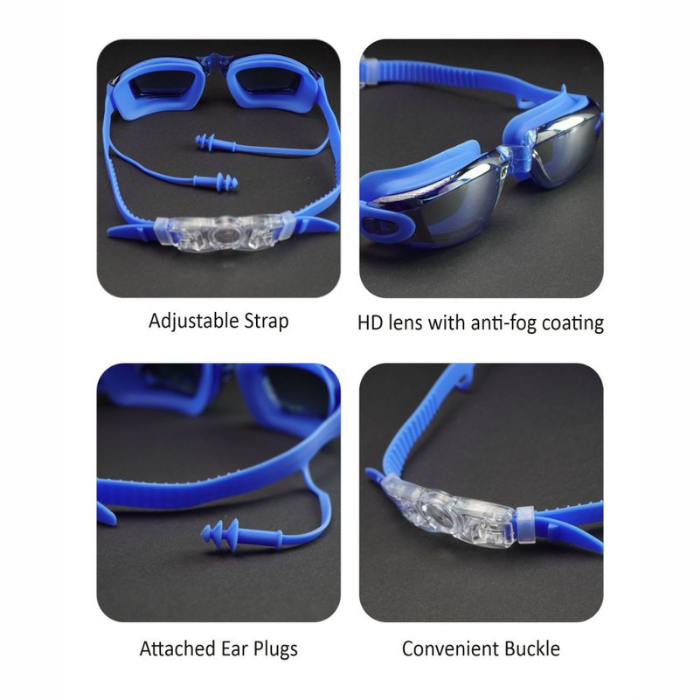 All Blue Eyelid Style Anti-Fog UV Protection Leakproof design Swim Goggles for Kids 10Years and above