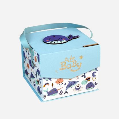 16 pcs Blue Whale Newborn Hamper/Gift Box for Baby, 0-6 months