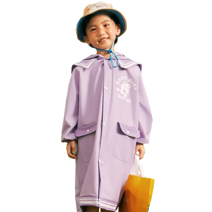 Japanese Style Purple Sailor Collar Raincoat for Kids & Teens