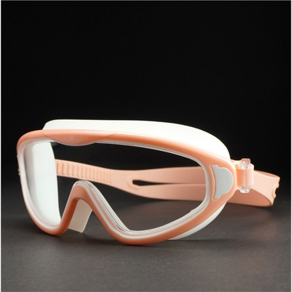 Pink with White Button style Anti-Fog UV Protection Leakproof design Swim Goggles for Adults