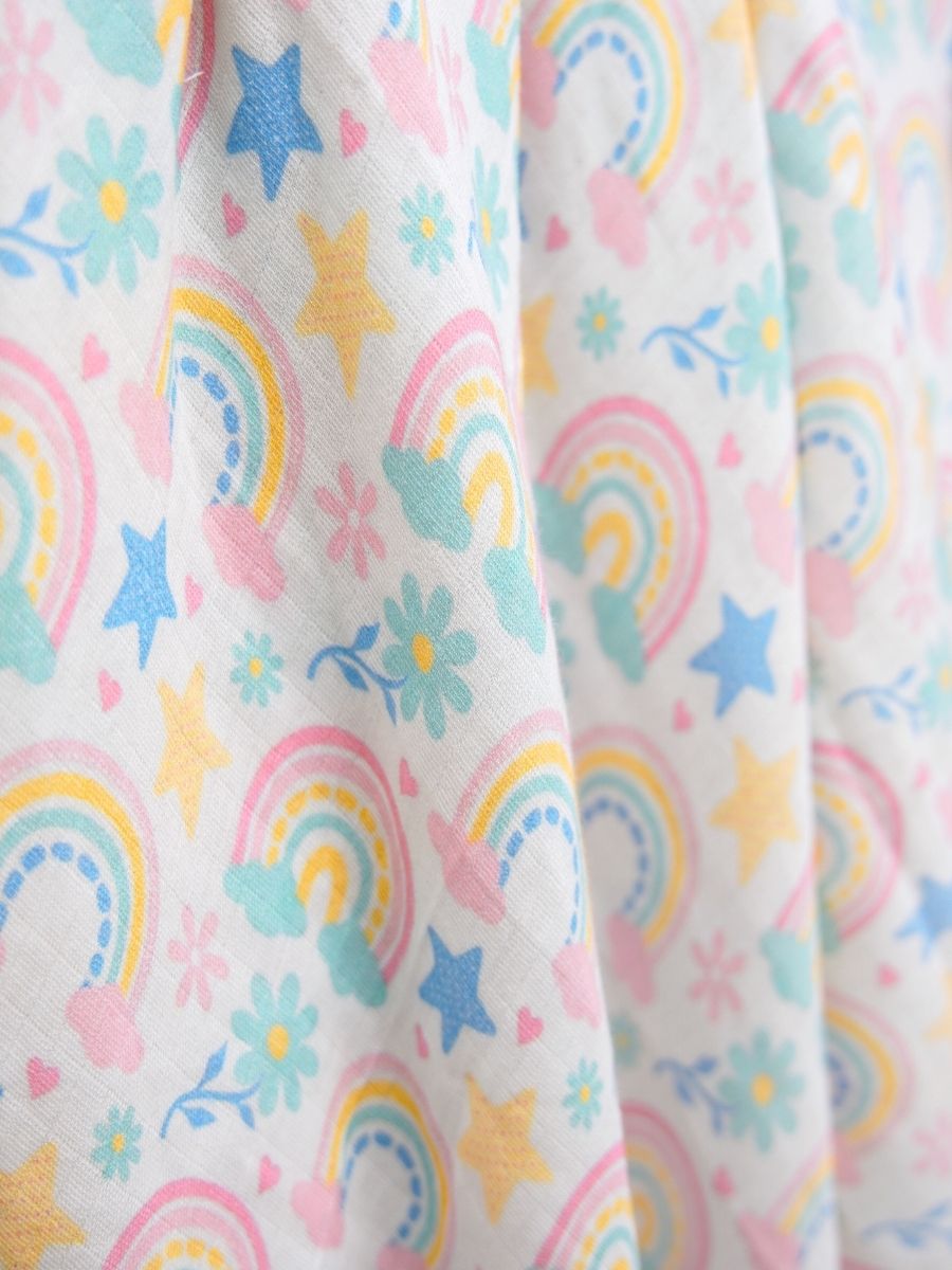 Rainbow Bliss Premium Bamboo Muslin Swaddle