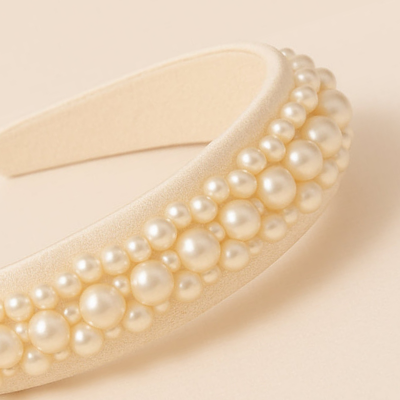 Choko Queen's Glory Pearl Embellished Hairband – beige