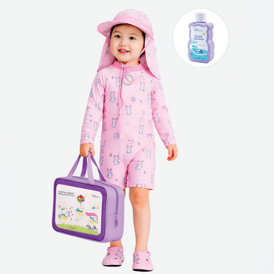 Cloud Rabbit,Toddlers & Kids Swimwear with long Cap Free Wash Bag & Free Swim Detergent