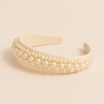 Choko Queen's Glory Pearl Embellished Hairband – beige